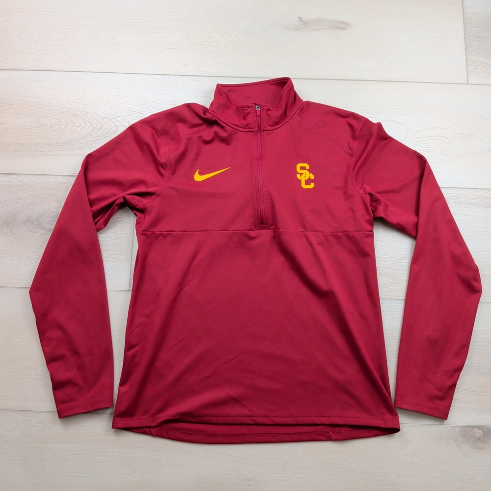 Nike USC Trojans Dri-FIT Quarter Zip Pullover Red Gold 35916X-SC1 Womens Medium
